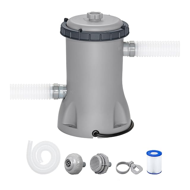 Bestway cartridge filter pump rated 2 006 litres per hour at 40 watts with a size II cartridge