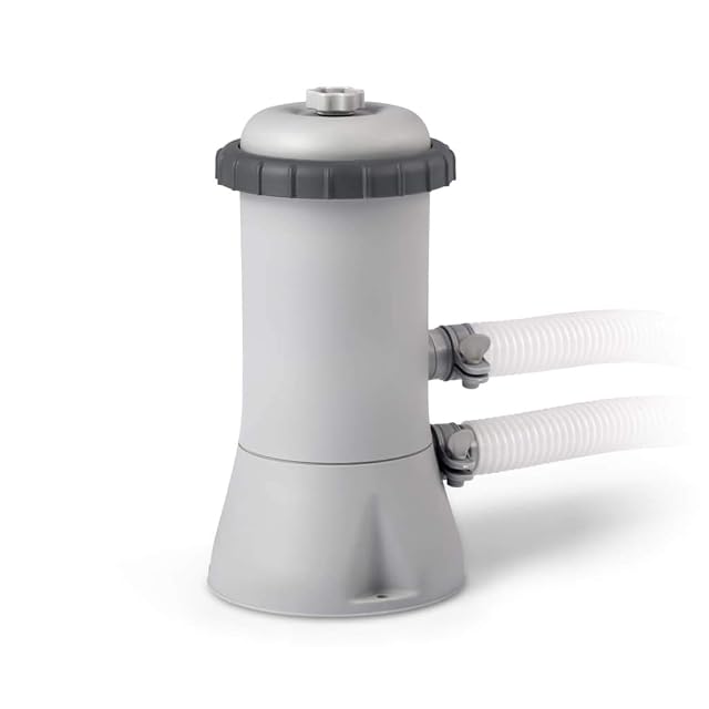 Grey Intex 900 GPH cartridge filter pump with a Hydro Aeration inlet fitting