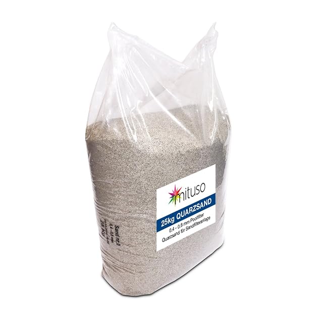 mituso 25 kilogram sack of high-purity quartz filter sand at 0.4 to 0.8 millimetres