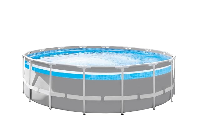 Large round Steinbach Frame Pool Set Panorama with a clear viewing window band around the wall, 488 cm across