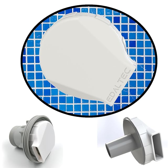 White edaltec 3D-printed pool inlet nozzle with a flat profile, for Intex and Bestway flanges