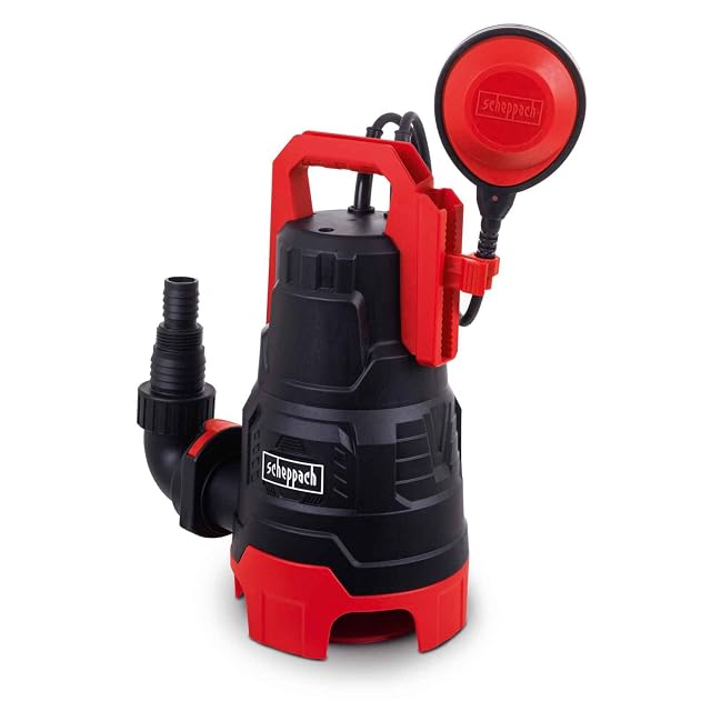 Scheppach DWP400 submersible dirty water pump with a carrying handle and float switch