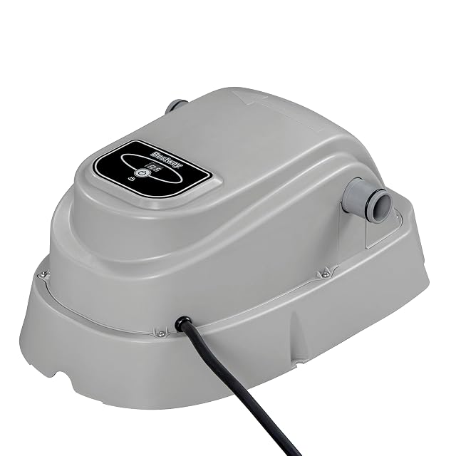 Bestway pool heater with a digital soft-touch control panel, supplied with a 32 mm hose and clamps