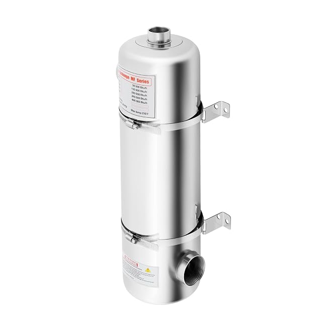 ELWYNTP stainless steel pool heat exchanger with opposed inlet and outlet connections