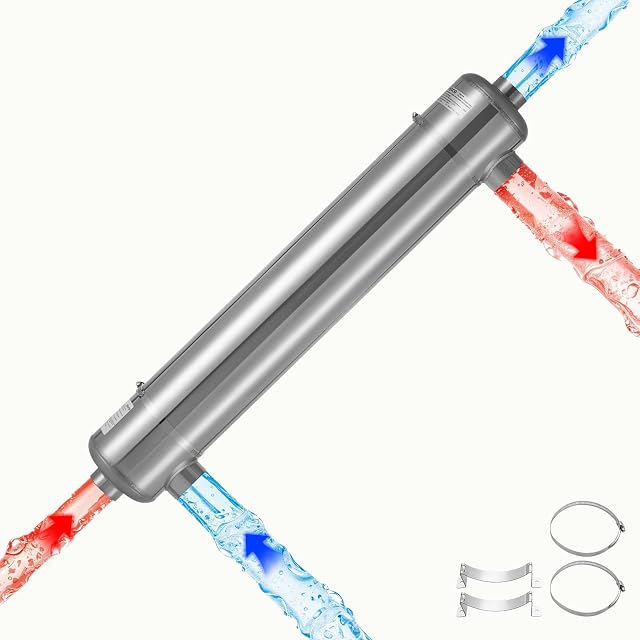 VEVOR pool heat exchanger in 316 stainless with thirty internal capillary tubes