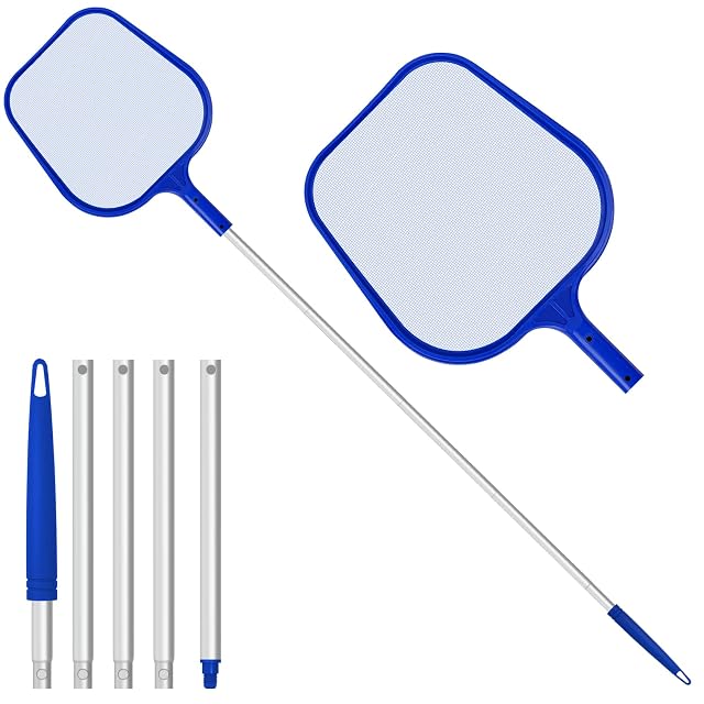 Jsdoin pool net with a five-section aluminium telescopic pole and a nylon mesh