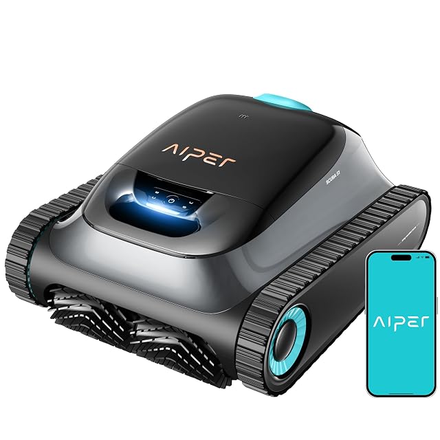AIPER Scuba S1 pool robot with tracked drive climbing a pool wall