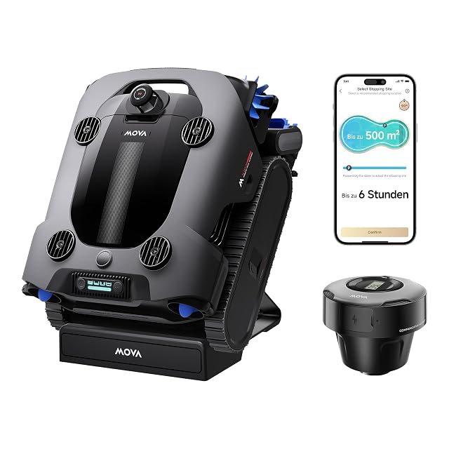 MOVA Rover X10 pool robot with laser mapping climbing pool steps