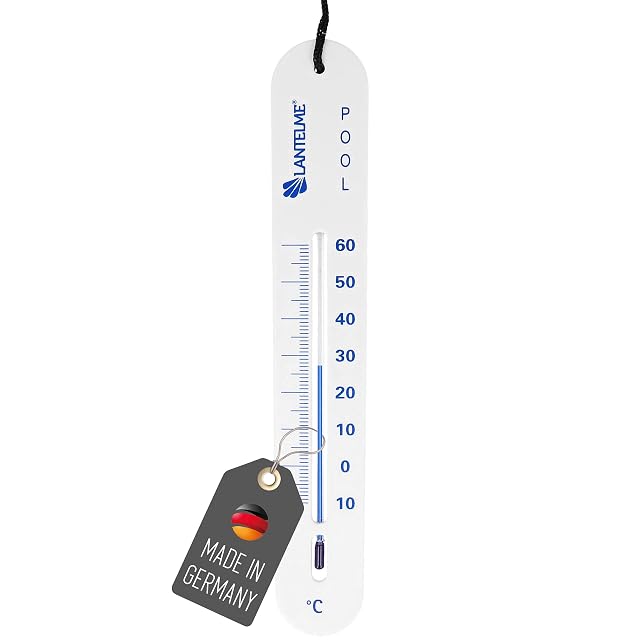 Lantelme sinking pool thermometer in white plastic on an 80 centimetre cord