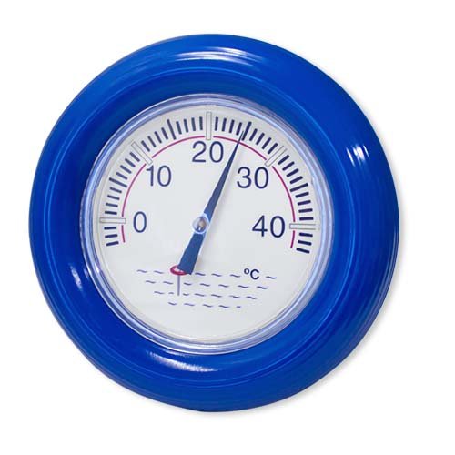 Deluxe floating pool thermometer with a float ring