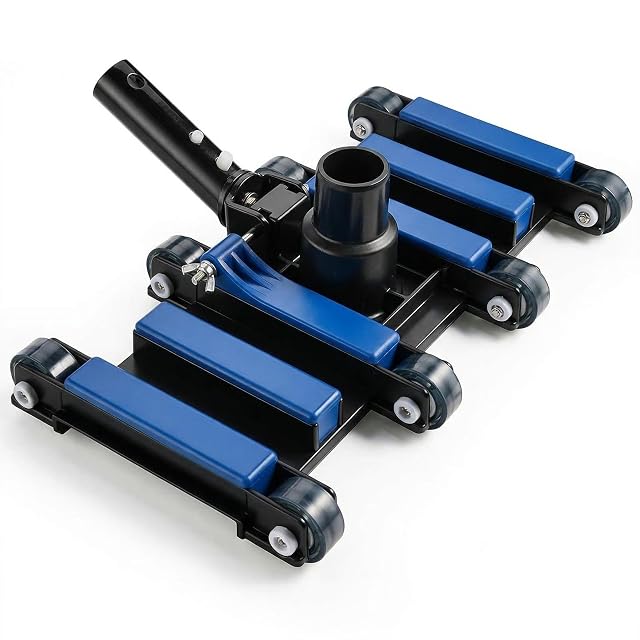 POOLAZA weighted manual pool vacuum head 35 cm wide on eight wheels with a rotating handle