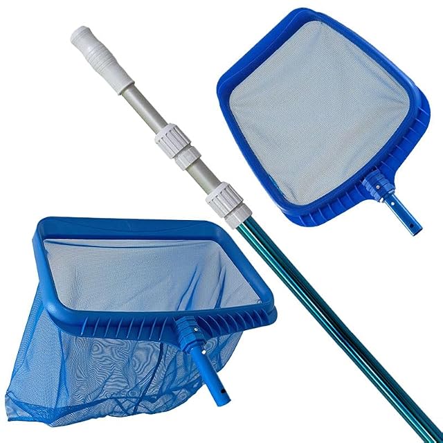POOL Total professional set with a telescopic pole, a deep floor net and a flat leaf net