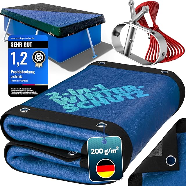 Large poolomio rectangular winter pool cover for a ten by five metre pool