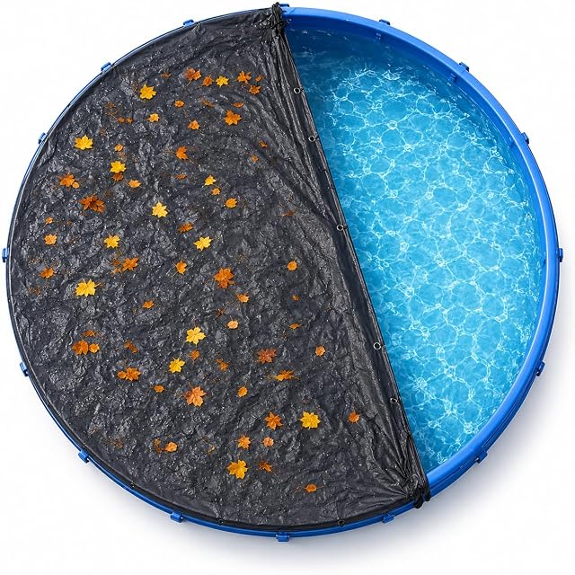 Black TK Gruppe round pool cover in 200 grams per square metre PE